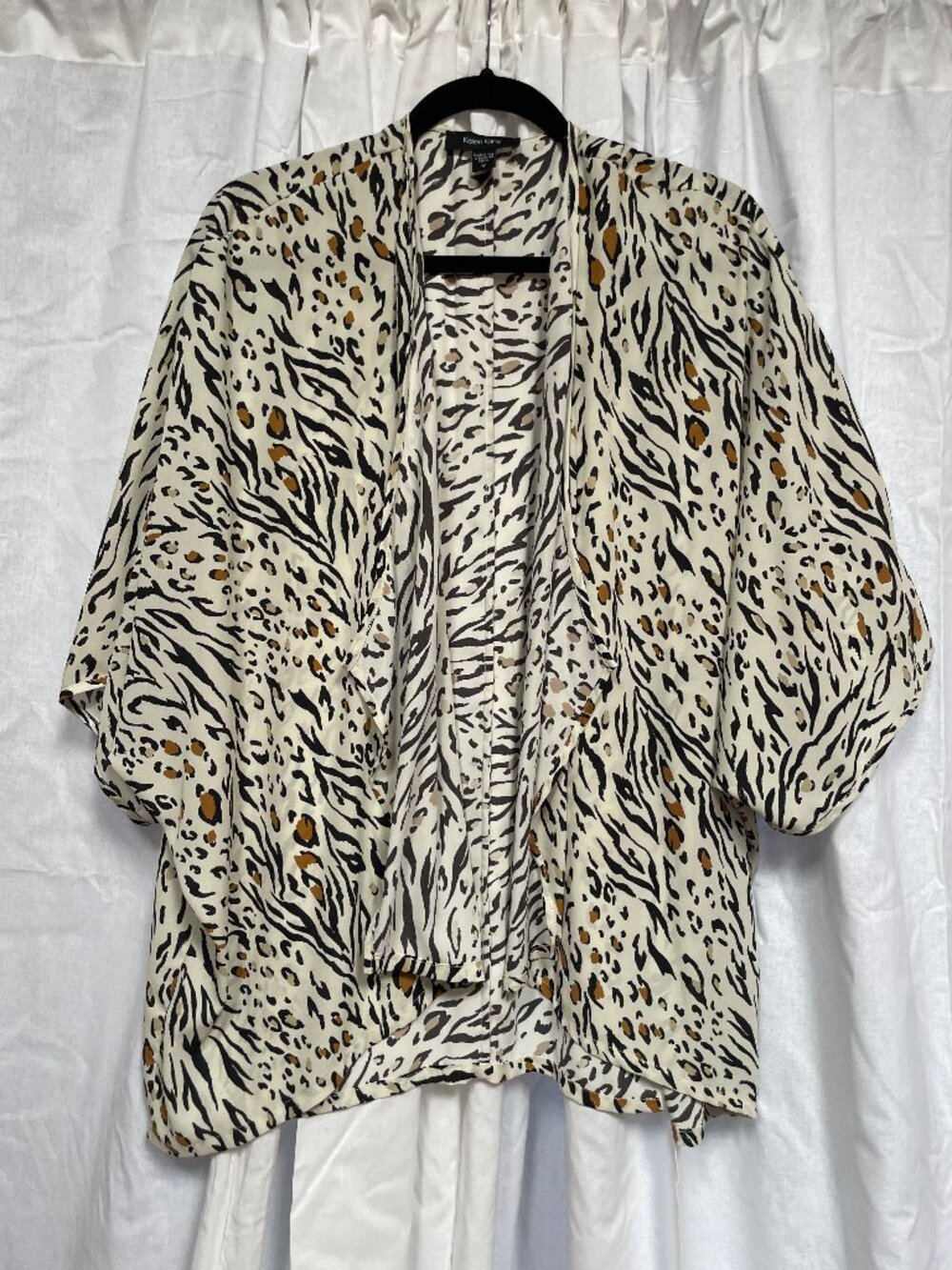 Karen Kane Animal Print Open Front Kimono Cardigan Size M Made in USA